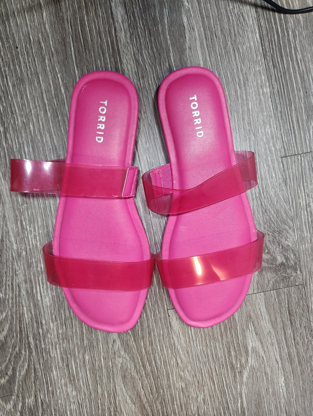 torrid Vibrant Pink Double-Strap Clear Band Slide Sandals 9WW